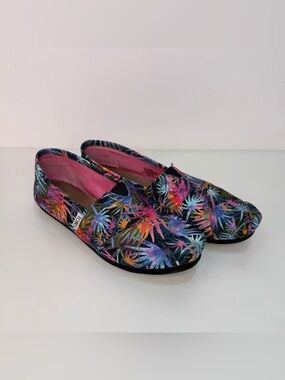Toms Tropical Multi-Color Canvas Slip-Ons - Pink Liner